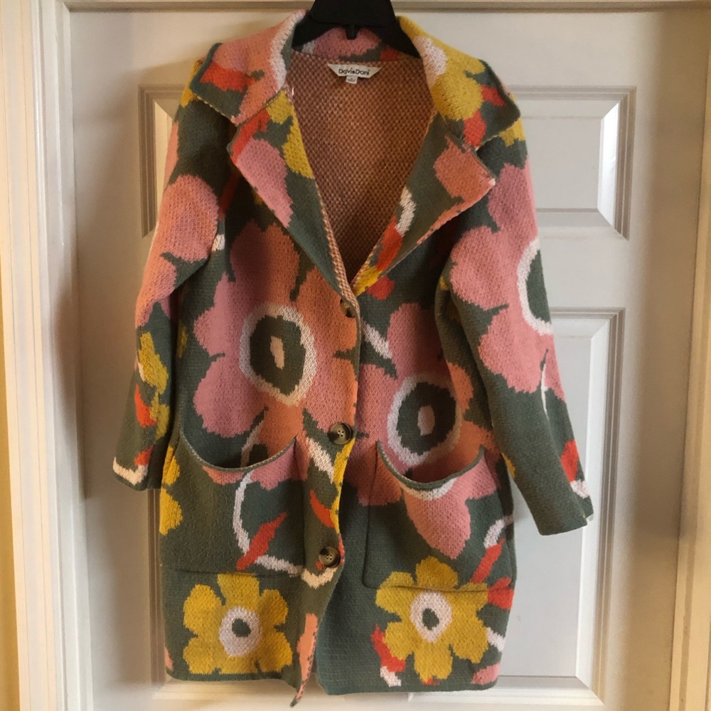 Floral Button-front Sweater